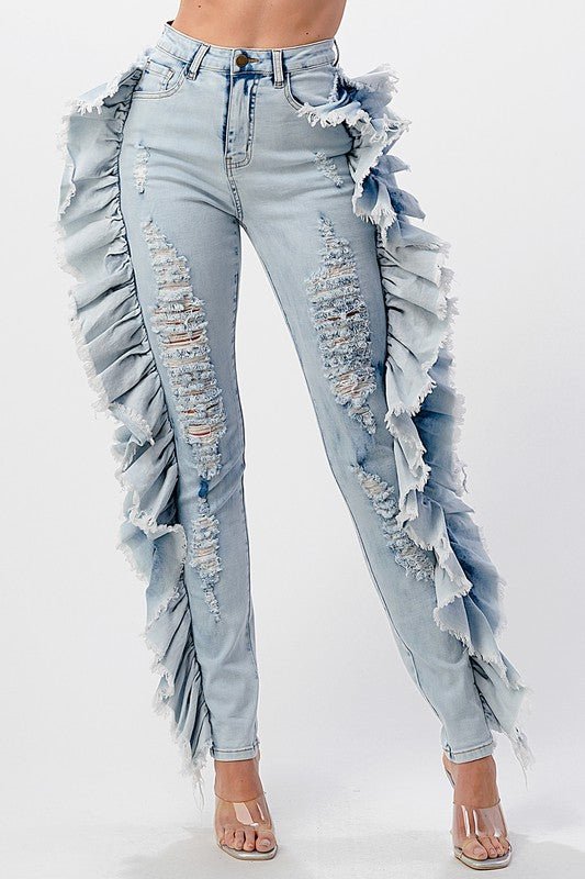 Side Ruffle Jeans Pants – IFUL BOUTIQUE