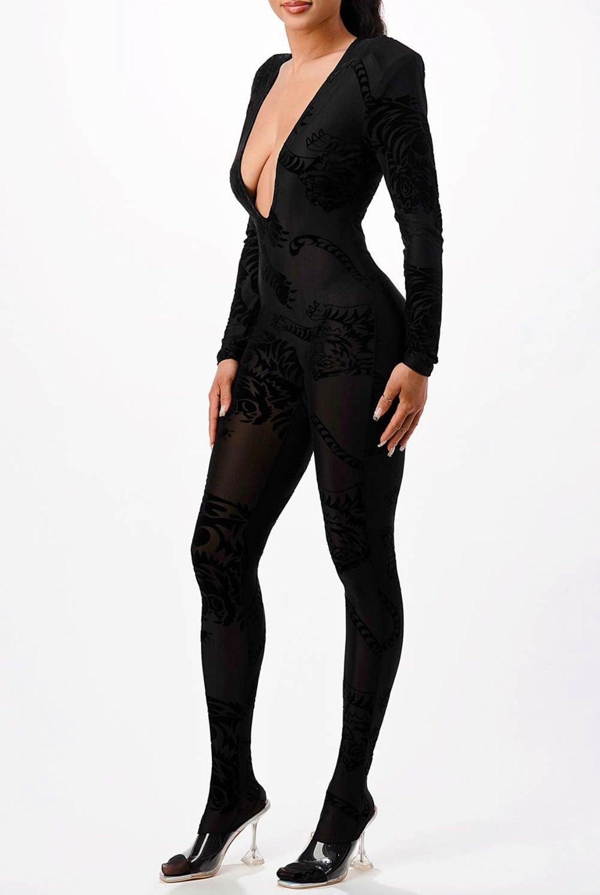 Tiger Print Burnout Jumpsuit - IFUL BOUTIQUE
