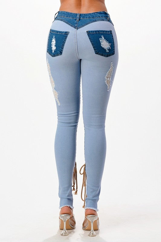 Lace Up Skinny Jean