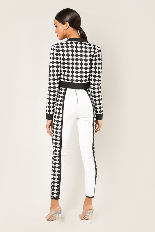 Cropped Checkered Jacket