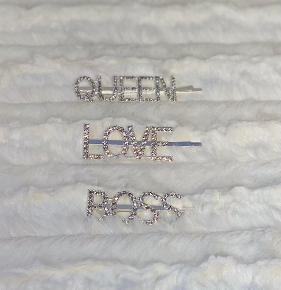 Jeweled Silver Hair Pins